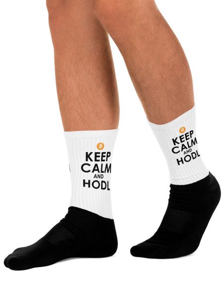 Keep Calm and HODL Half and Half Socks